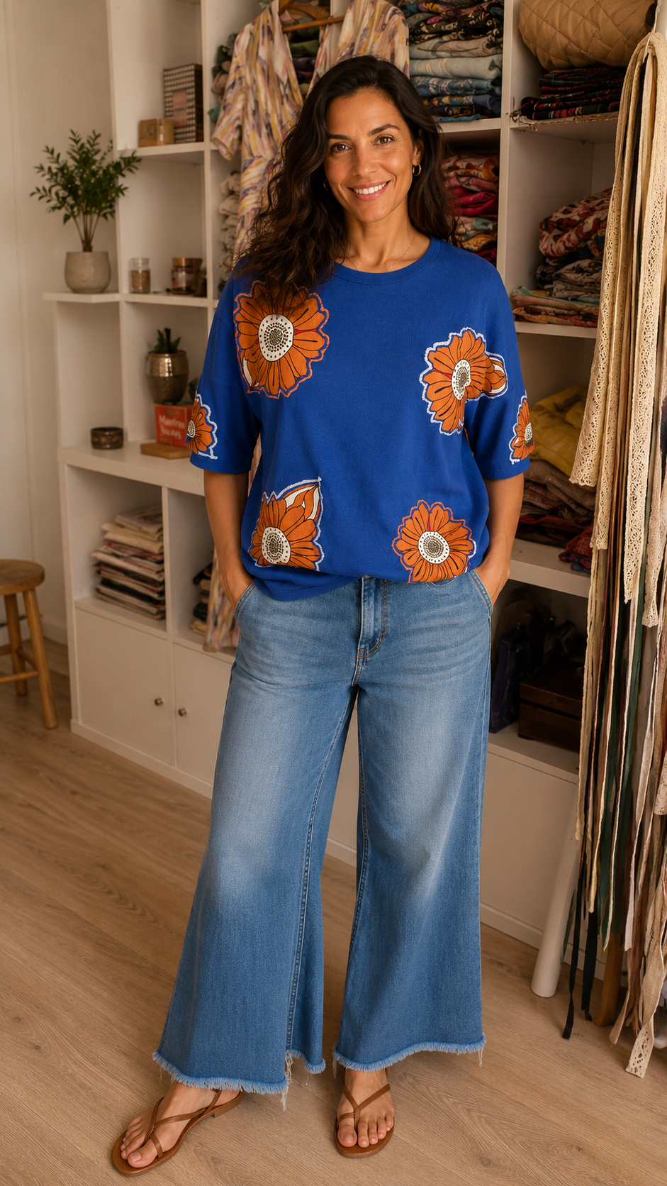 MARGUERITE Top upcyclé dans un champ de marguerites
