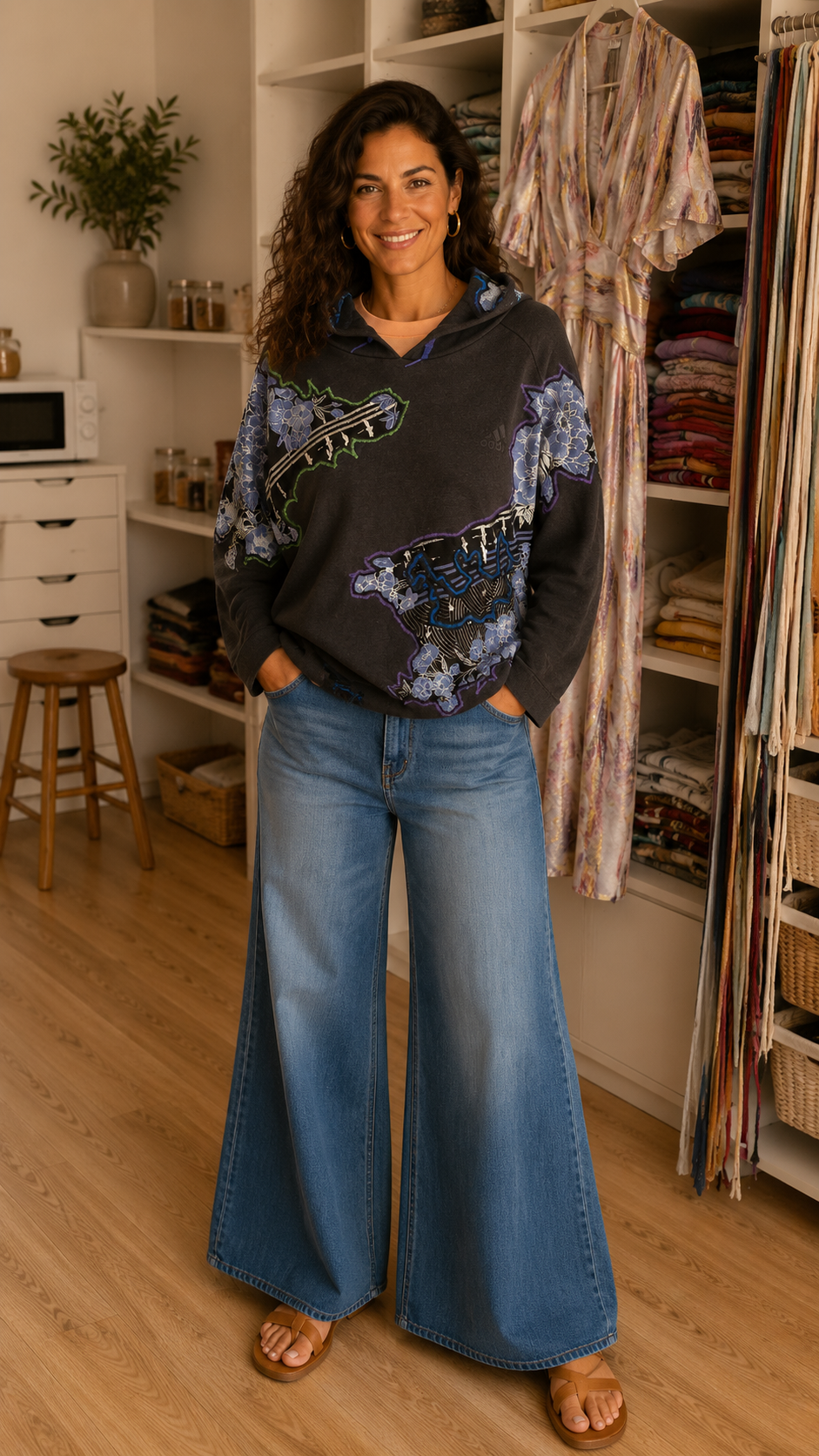 MARCELLE Sweat upcyclé aux motifs japonisants