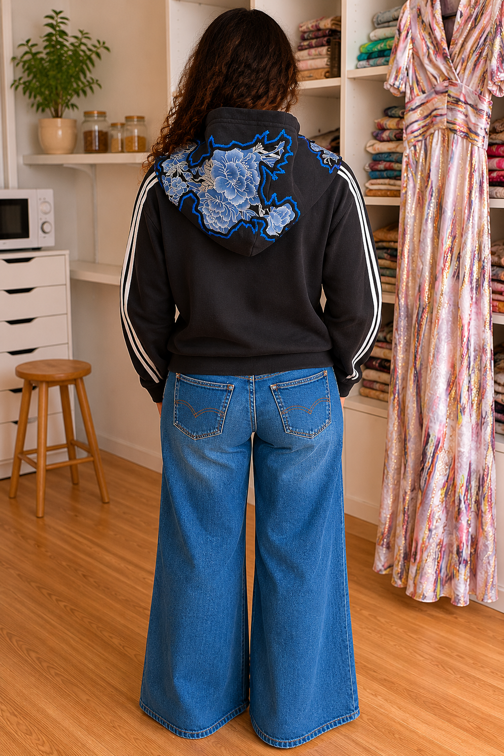 MARCELLE Sweat upcyclé aux motifs japonisants